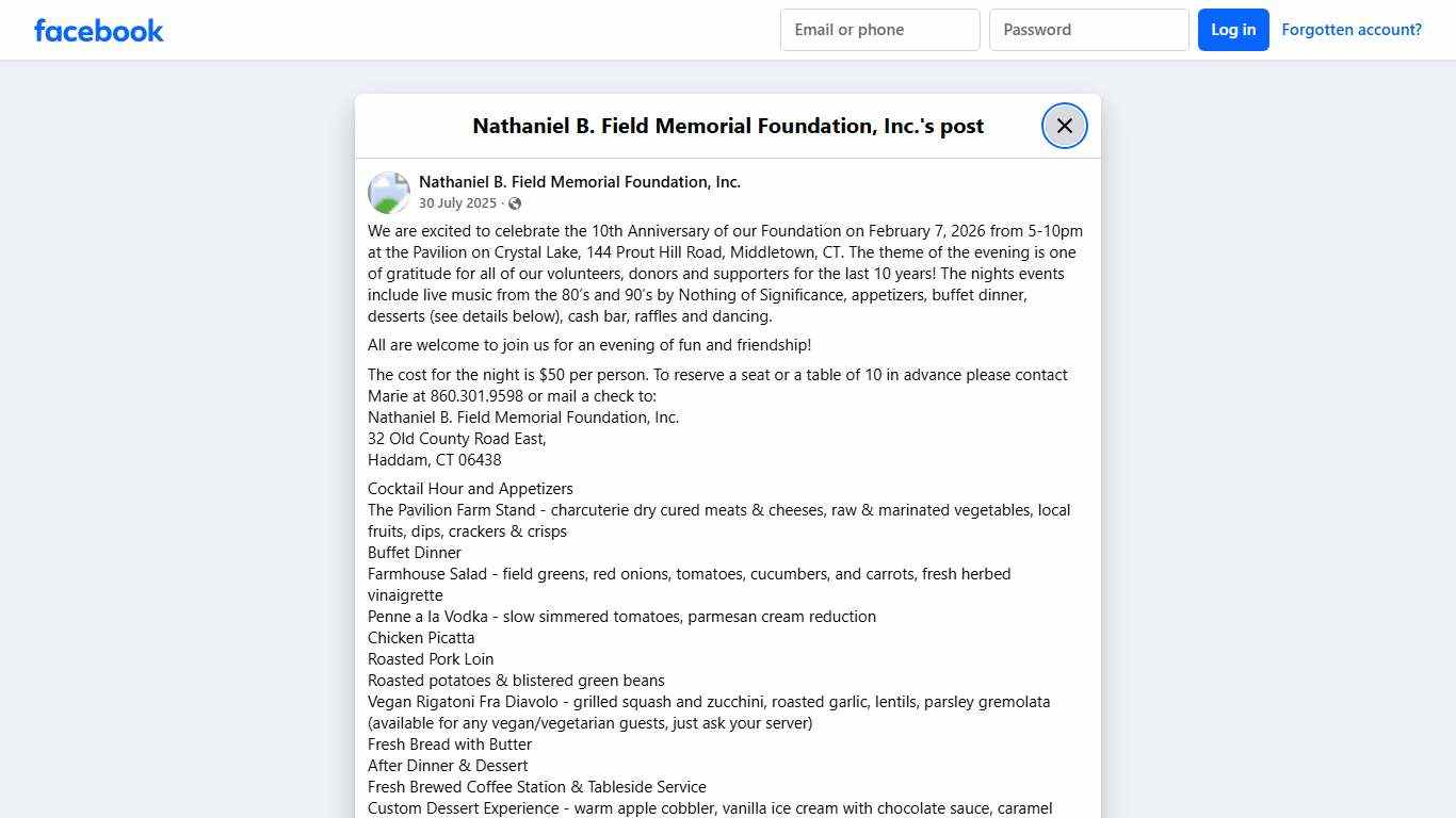 We are... - Nathaniel B. Field Memorial Foundation, Inc. Facebook